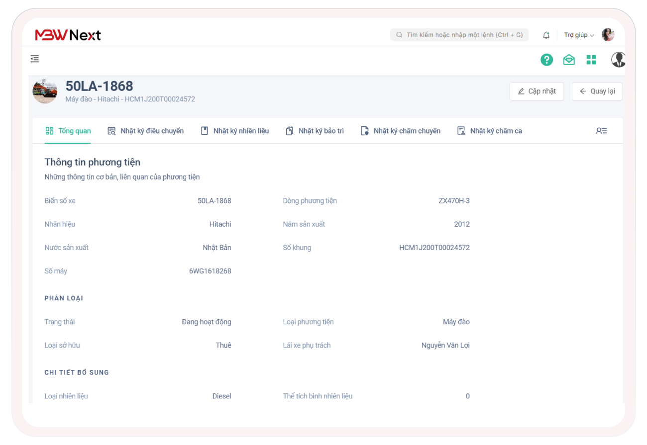 Chi tiết phương tiện thi công