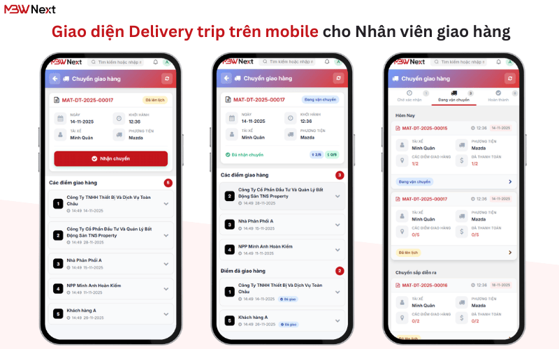 Tính năng quản lý giao hàng nội bộ MBW Next Delivery Trip