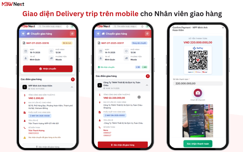 Tính năng quản lý giao hàng nội bộ MBW Next Delivery Trip