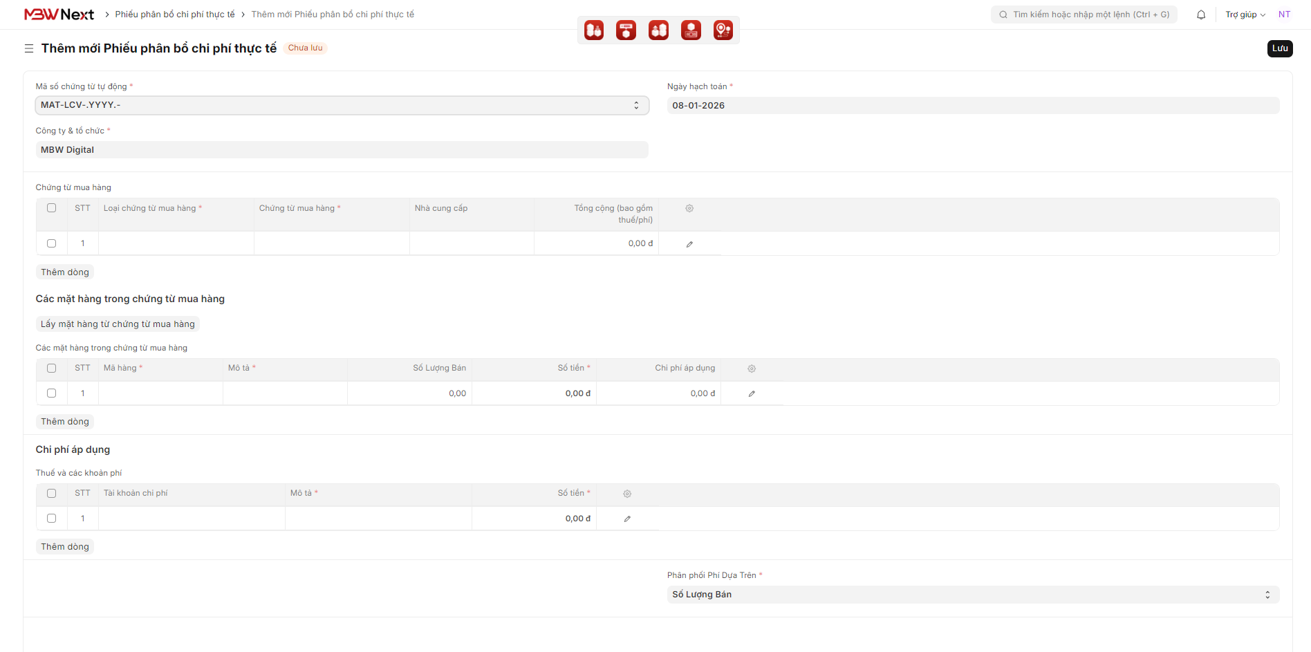 Chứng từ phân bổ chi phí nhập hàng