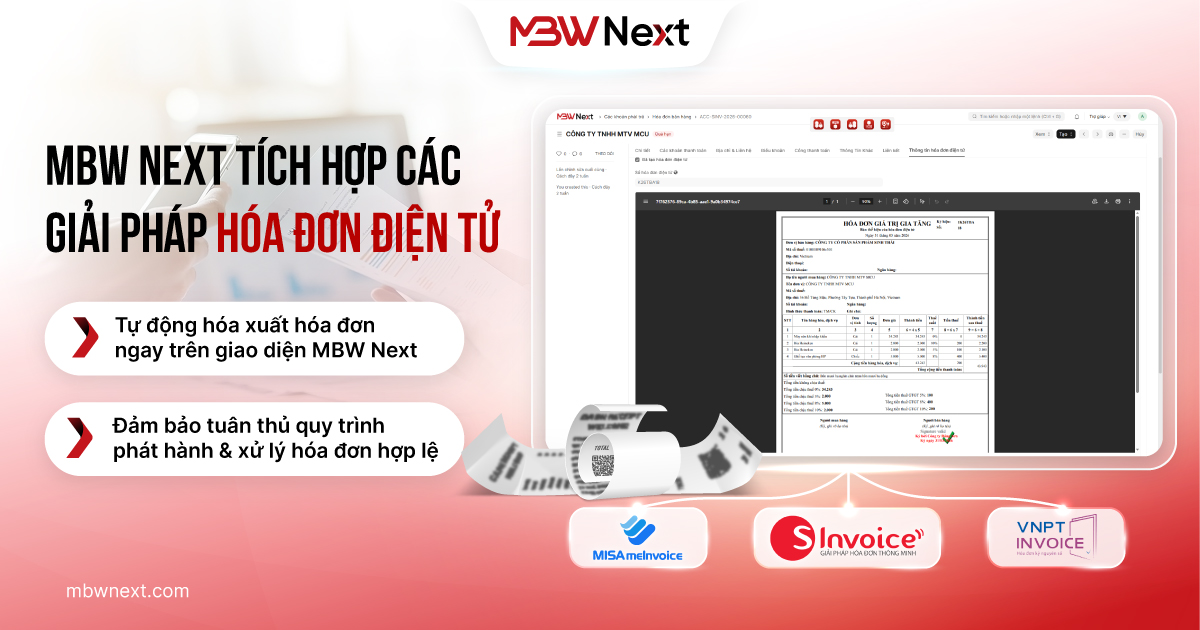 MBW Next quản lý hóa đơn