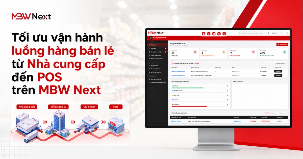 Tối ưu vận hành luồng hàng từ Nhà cung cấp đến POS bán lẻ trên MBW Next
