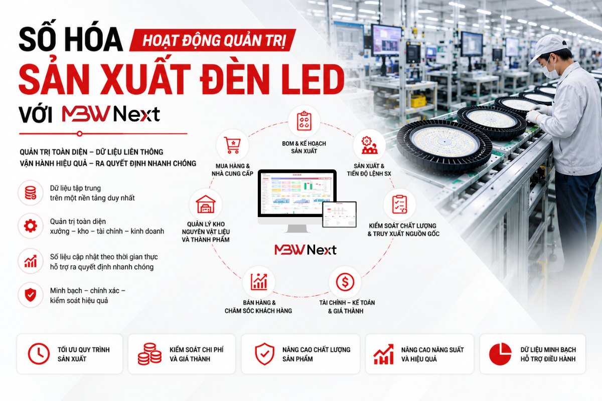 Số hóa hoạt động quản trị sản xuất đèn LED với MBW Next
