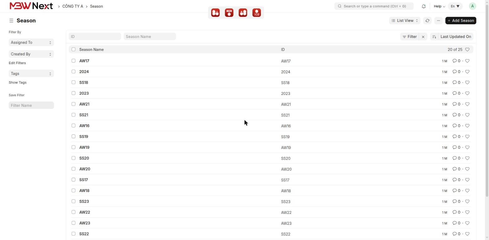 Quản lý lô/mùa sản phẩm trên MBW Next